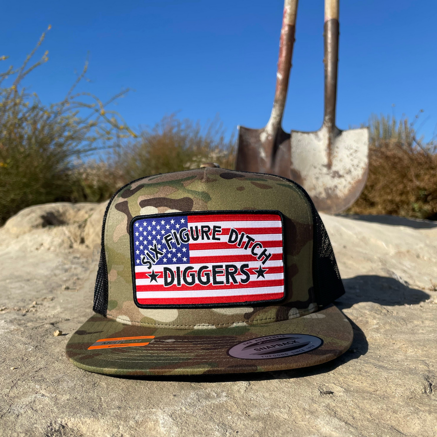 American Flag Ditch Diggers Flat Bill Hat