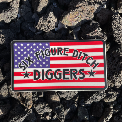 American Flag Six Figure Ditch Diggers Sticker