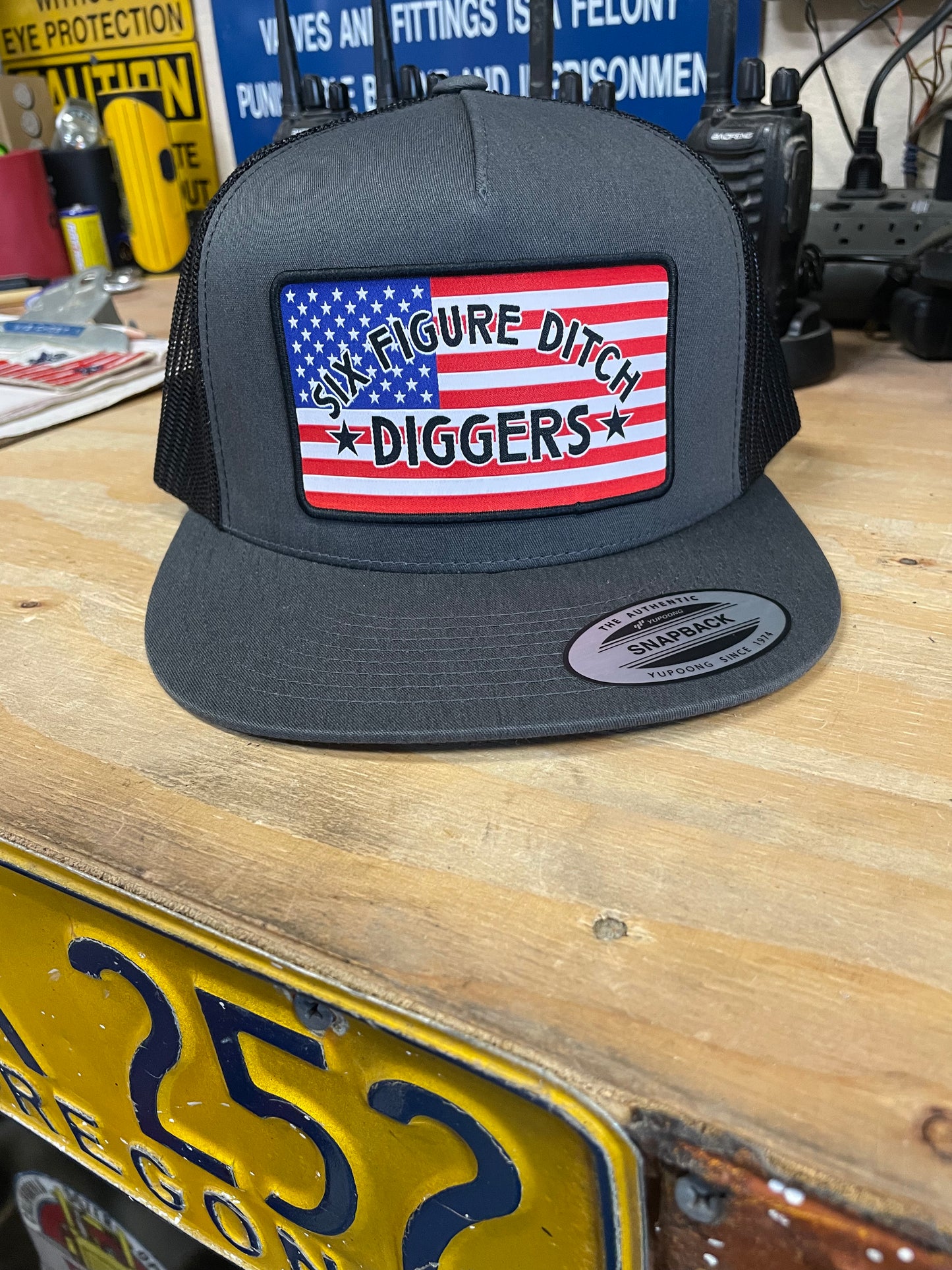 American Flag Ditch Diggers Flat Bill Hat