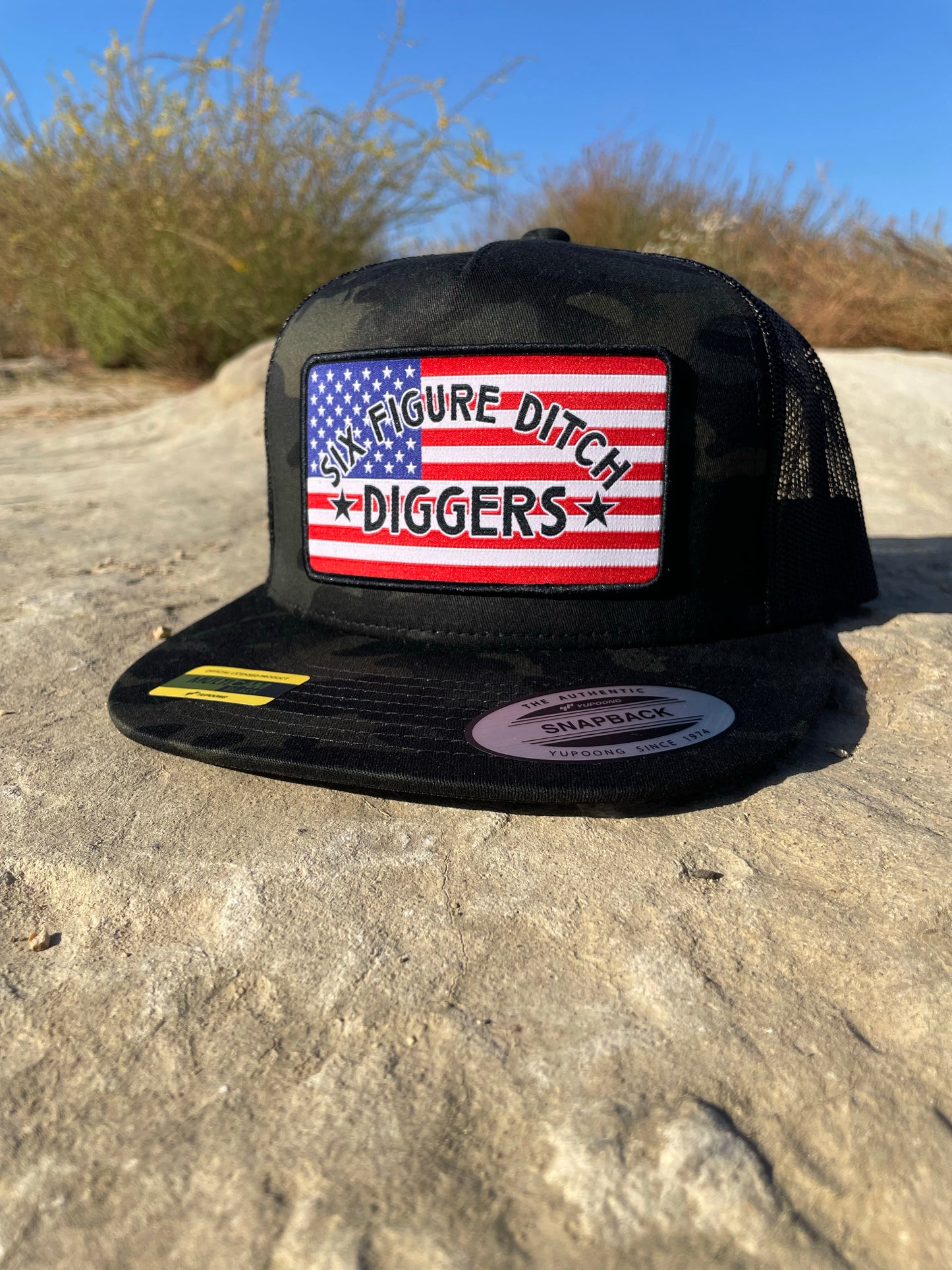 American Flag Ditch Diggers Flat Bill Hat