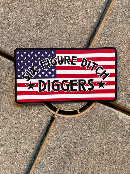 American Flag Six Figure Ditch Diggers Sticker